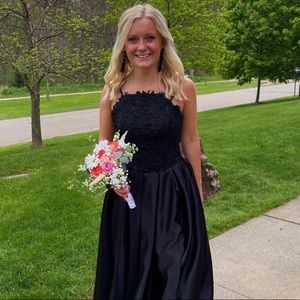 2 Piece Black Prom Dress